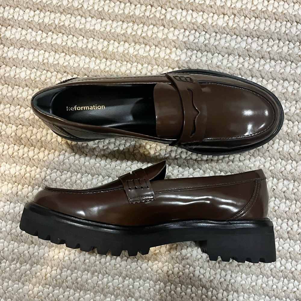 Reformation Agathea Chunky Loafer in Espresso Leather - Picture 3 of 7